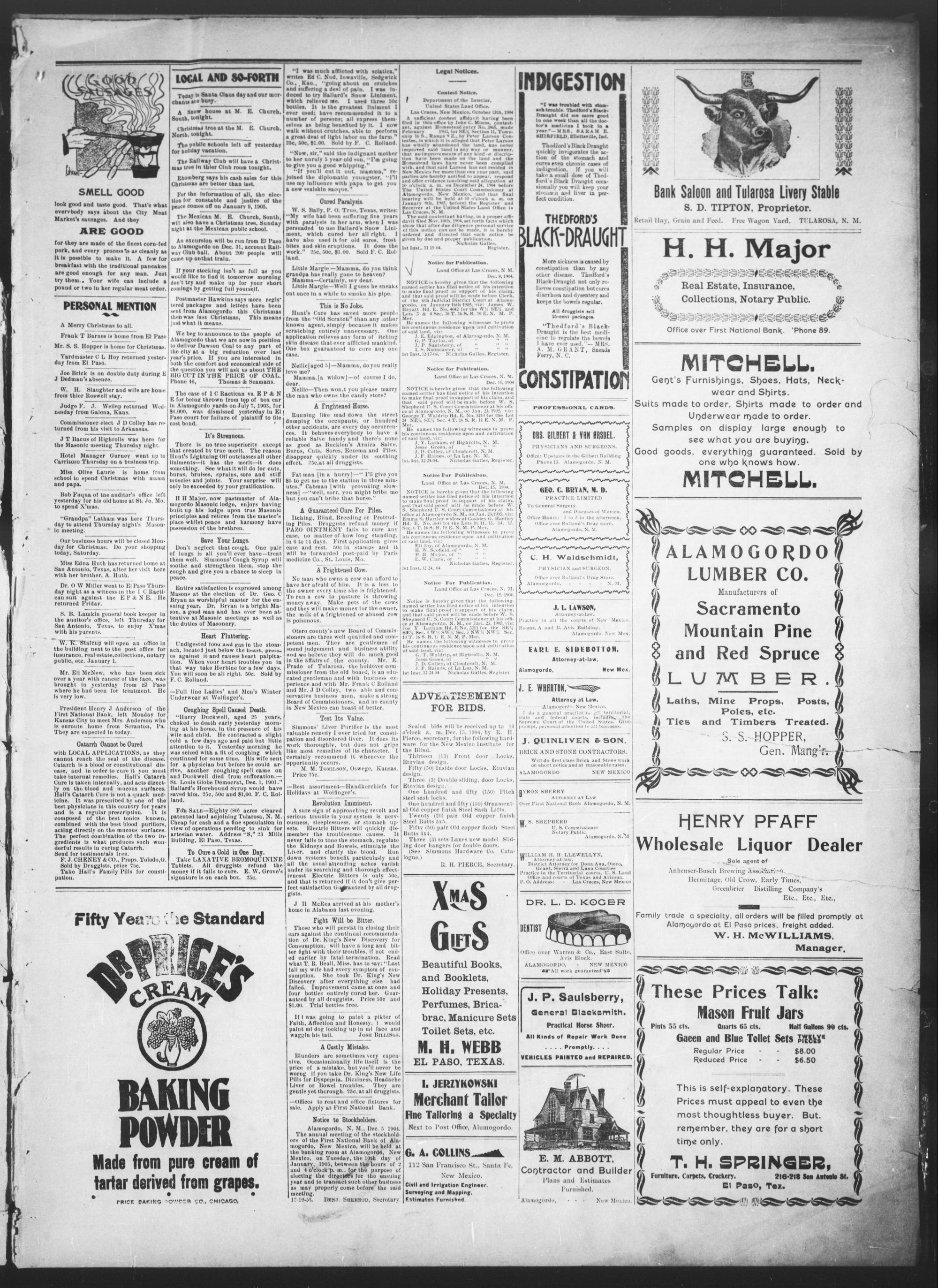 The Alamogordo News (24 December 1904, Page 3)