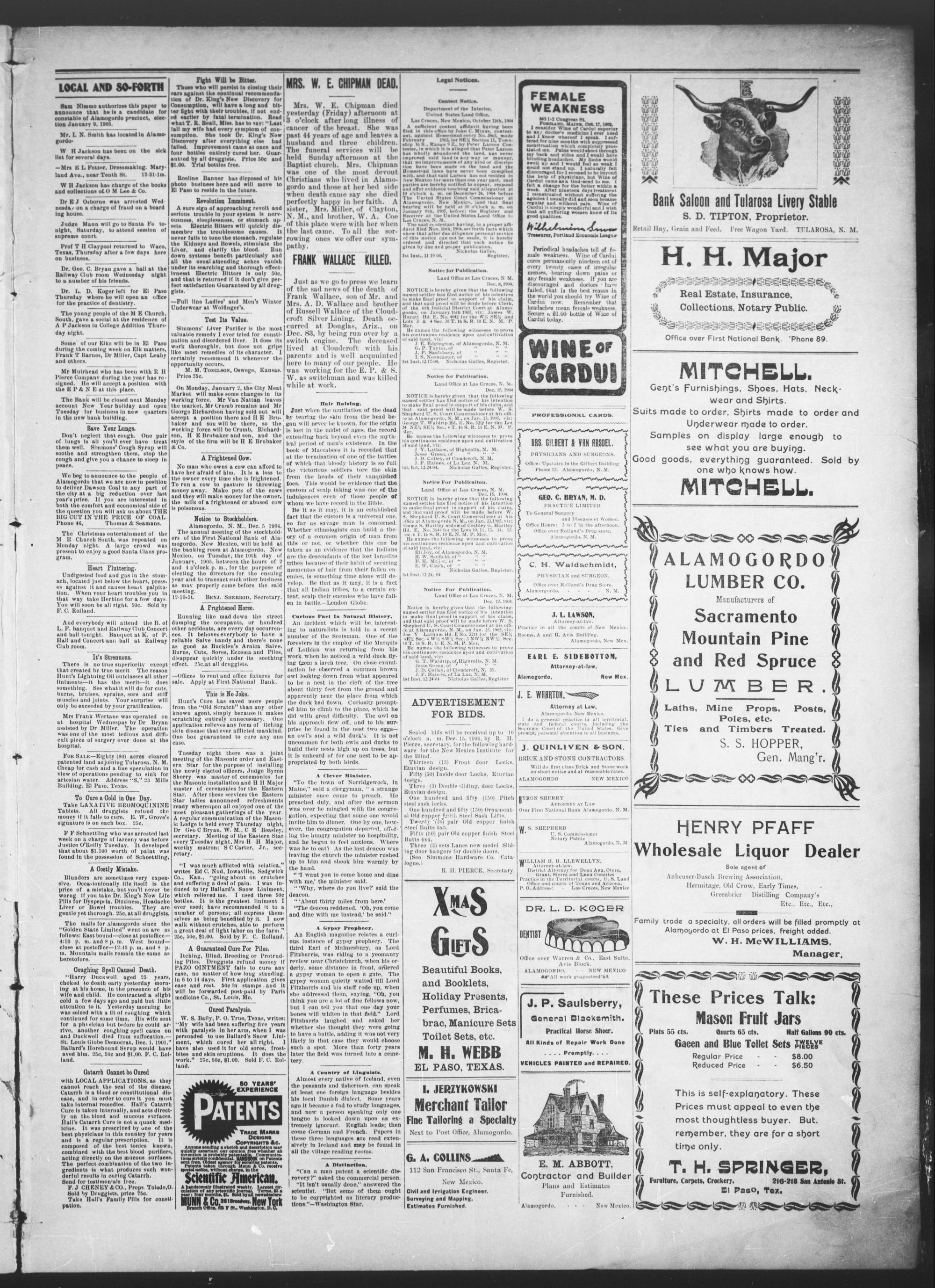 The Alamogordo News (31 December 1904, Page 3)