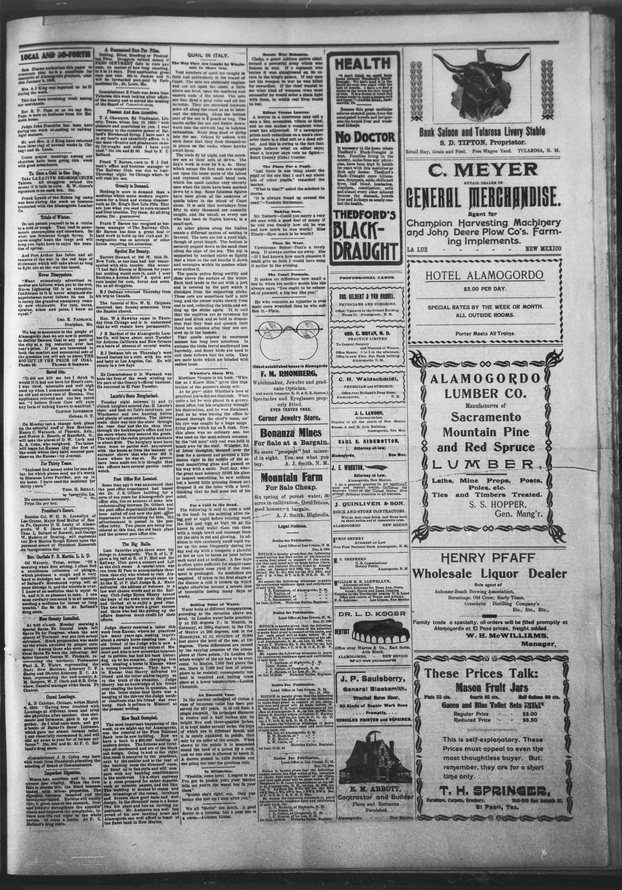 The Alamogordo News (7 January 1905, Page 3)