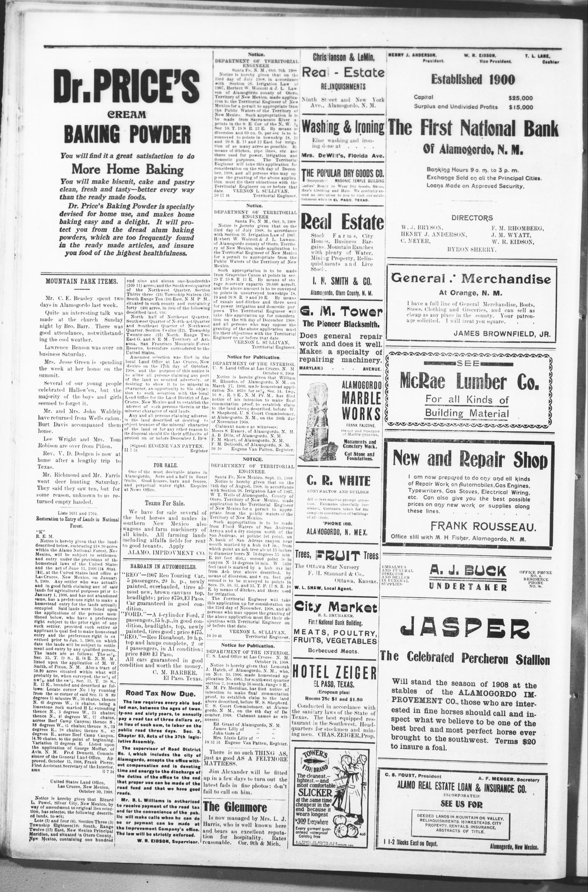 The Alamogordo News (7 November 1908, Page 4)