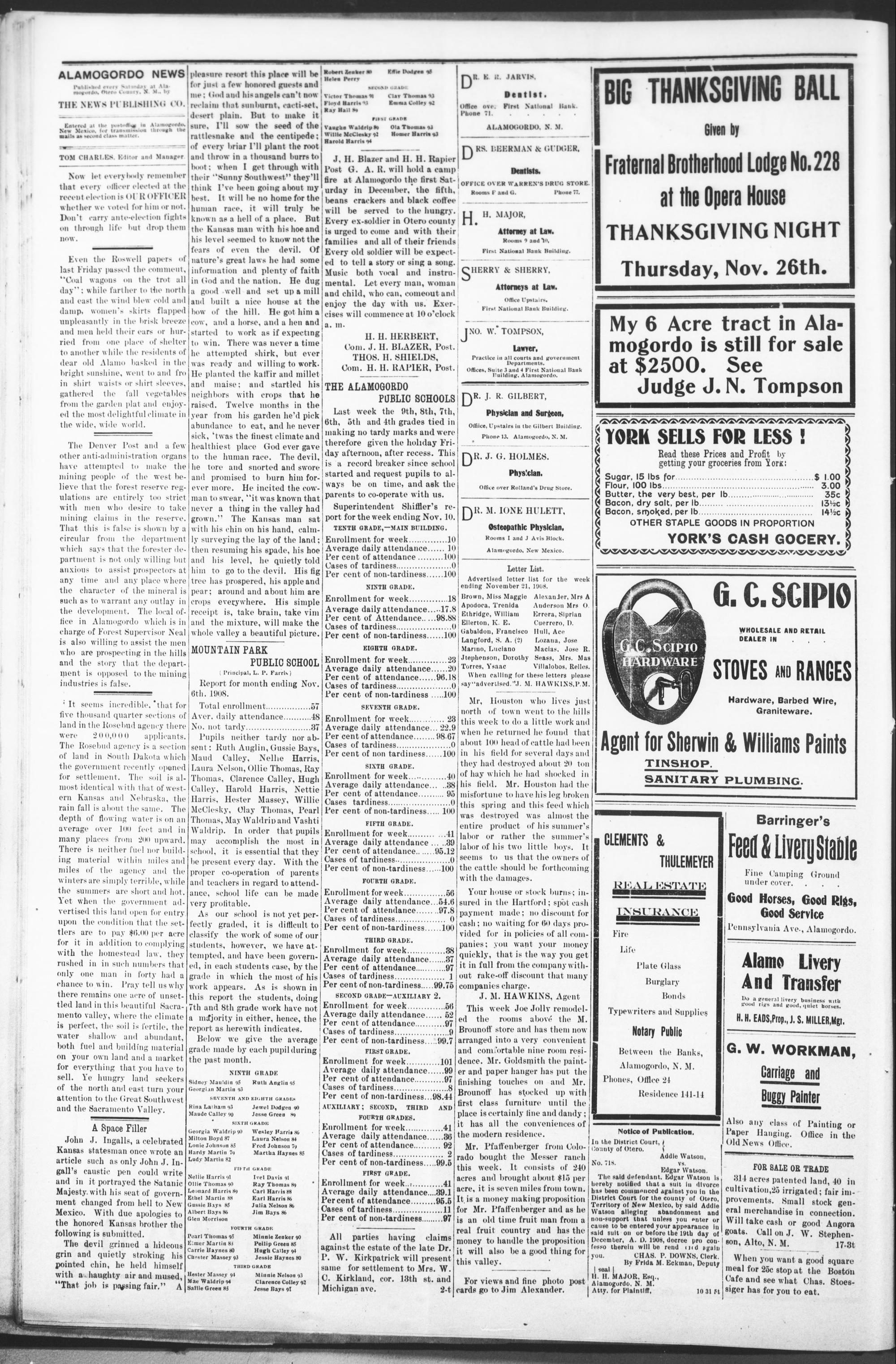 The Alamogordo News (21 November 1908, Page 2)
