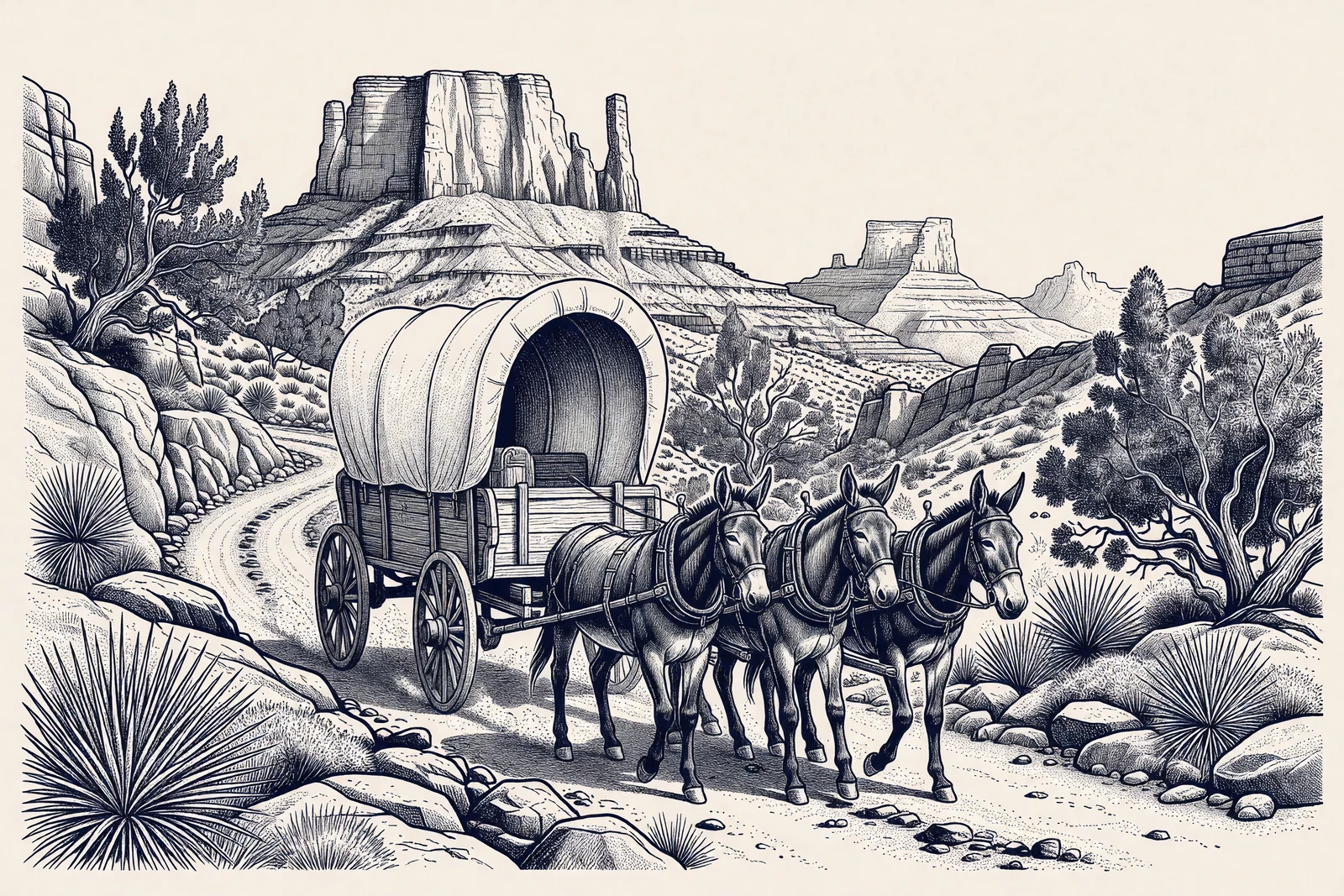 Modern illustration for digital edition: A Wagon Trip