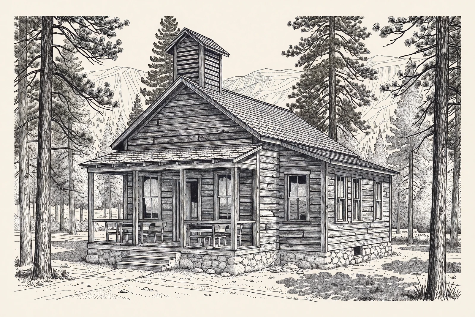 Modern illustration for digital edition: Cox Canyon School