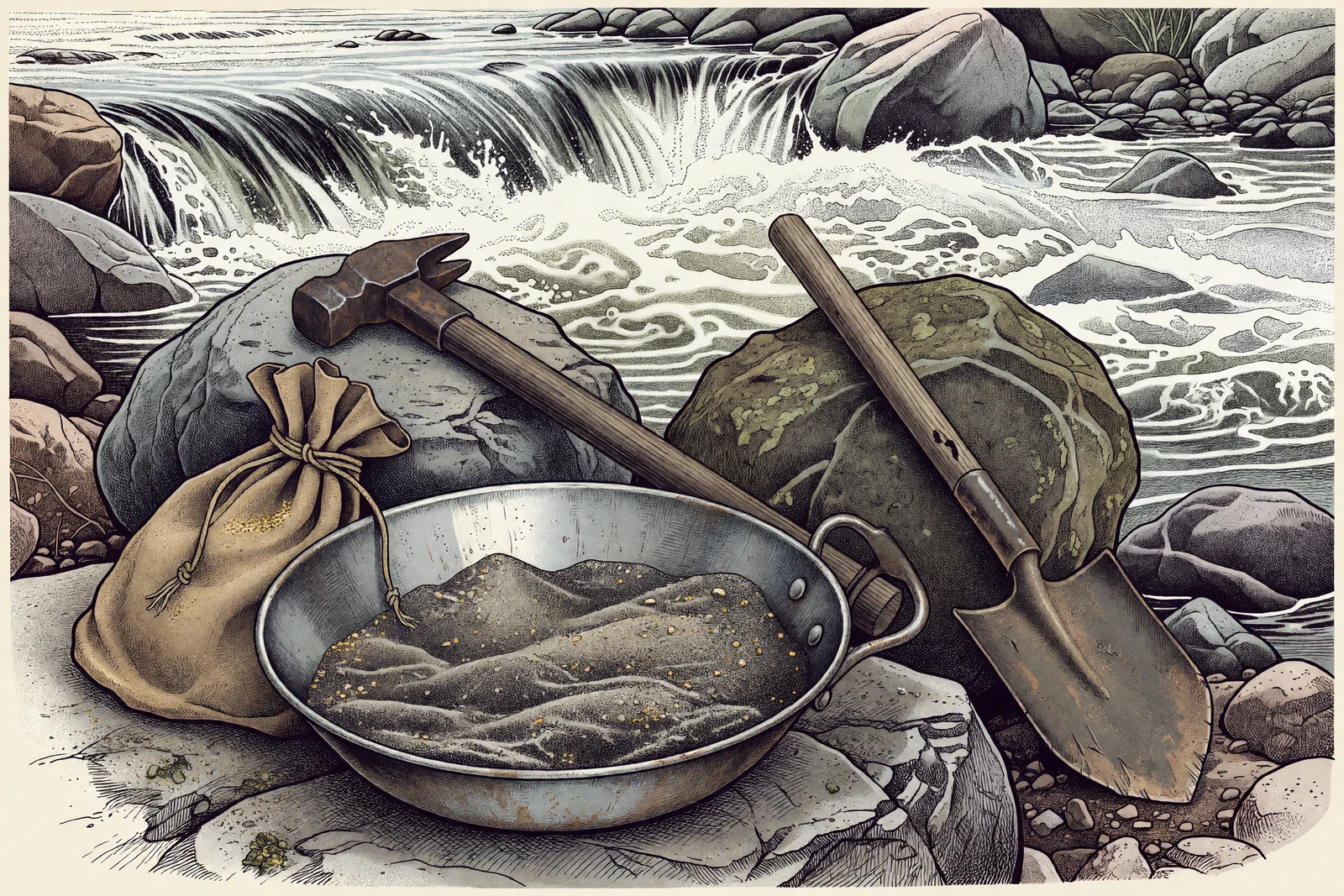 Modern illustration for digital edition: Gold on the Pecos! True?