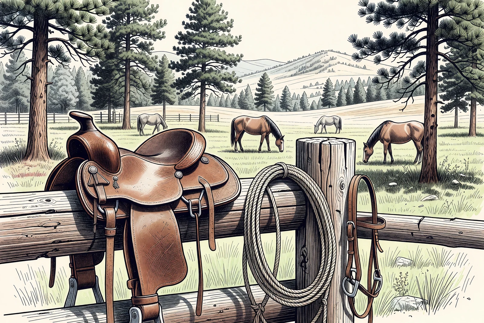 Modern illustration for digital edition: Horses That Were Special