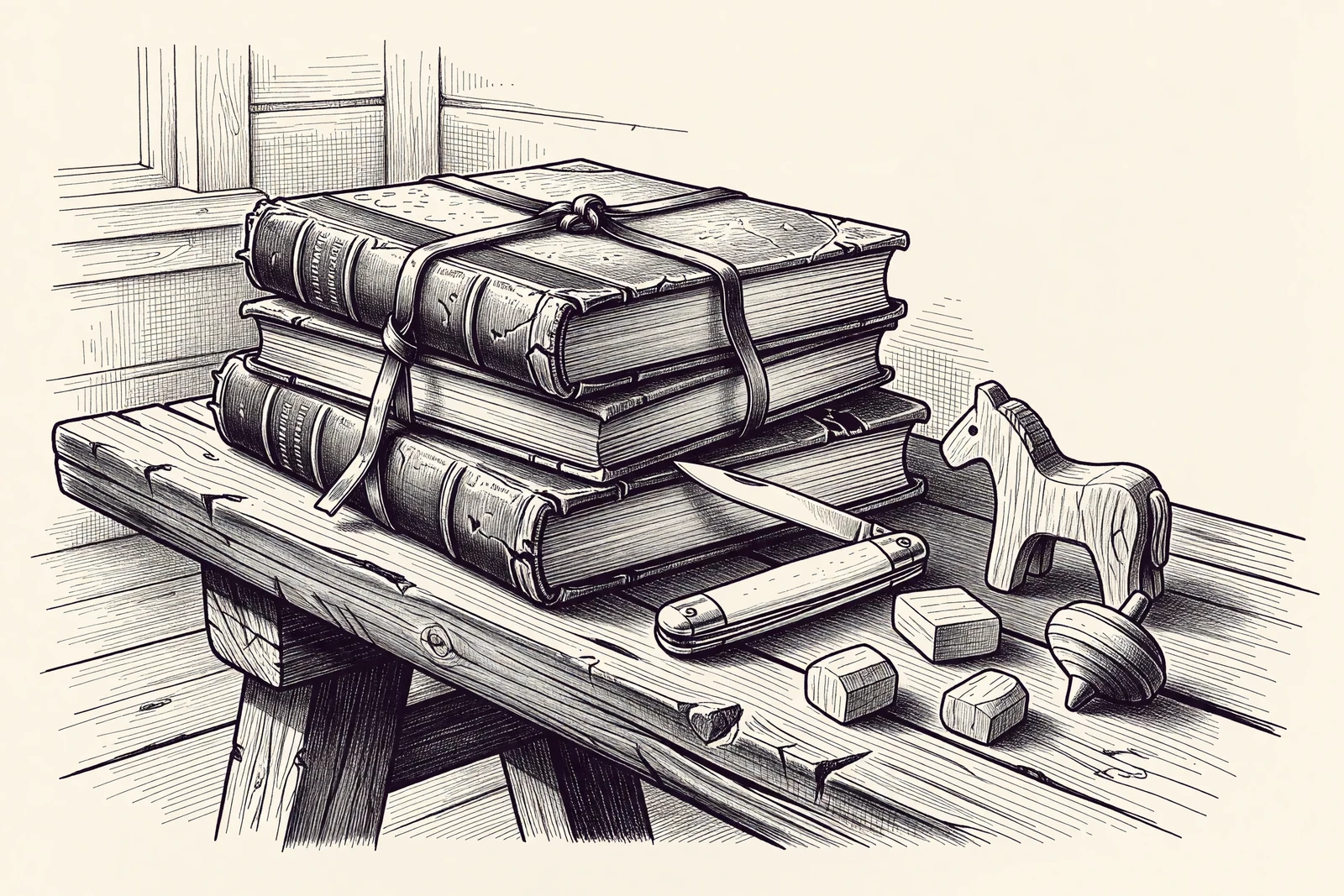 Modern illustration for digital edition: School and Brothers
