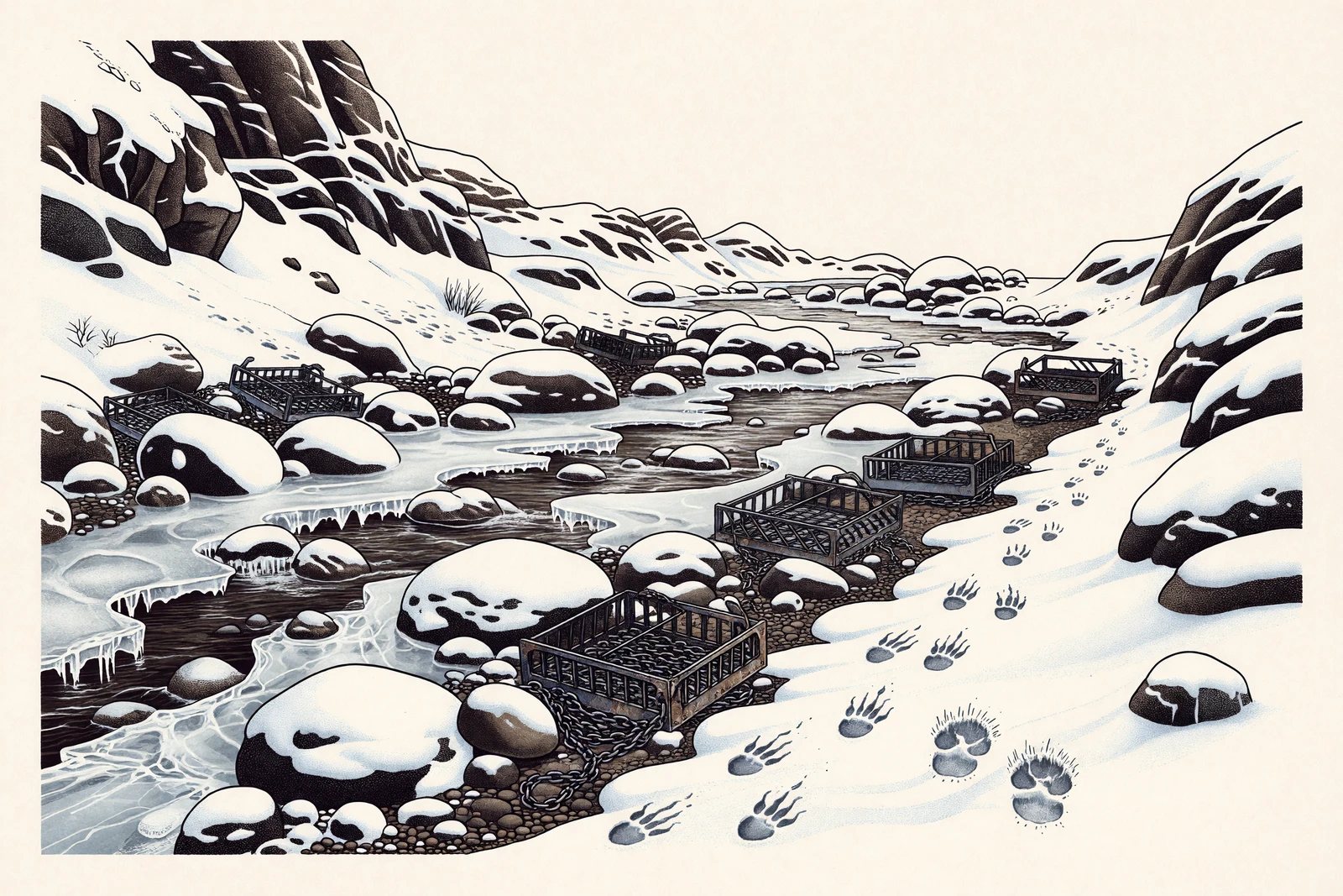 Modern illustration for digital edition: Trapping