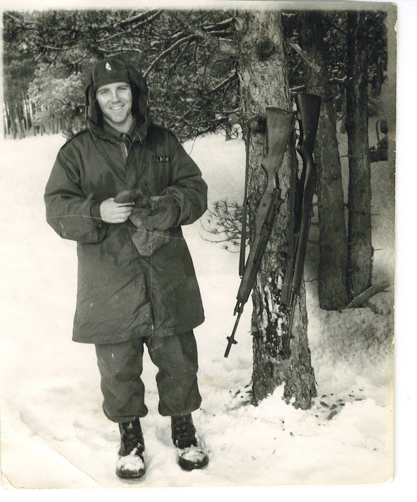 Marvin Charles Waldrip in Winter Field Parka with Service Rifles